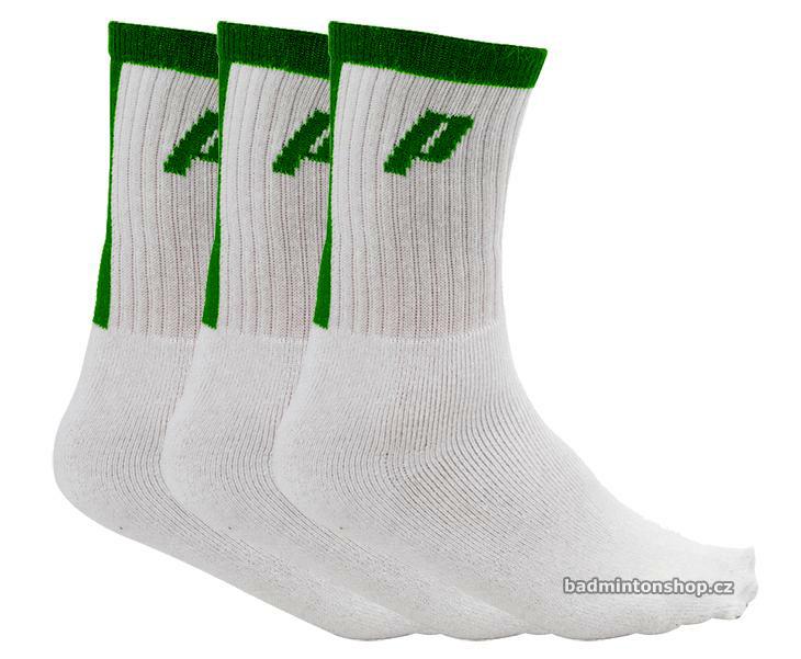 sportovní ponožky PRINCE MENS SPORT SOCKS WHITE/GREEN (3 páry)